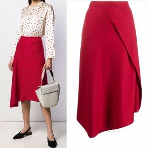 Vince Asymmetric Draped Flanel Skirt